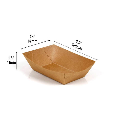1LB Kraft Paper Tray with PE Liner Dimension 100x62x41mm