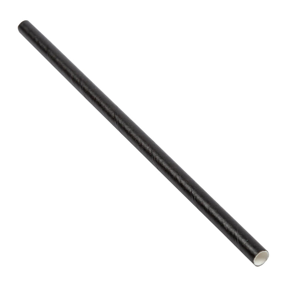 8(200mm)x6mm Unwrapped Black Cocktail Straw - 2000 Pcs