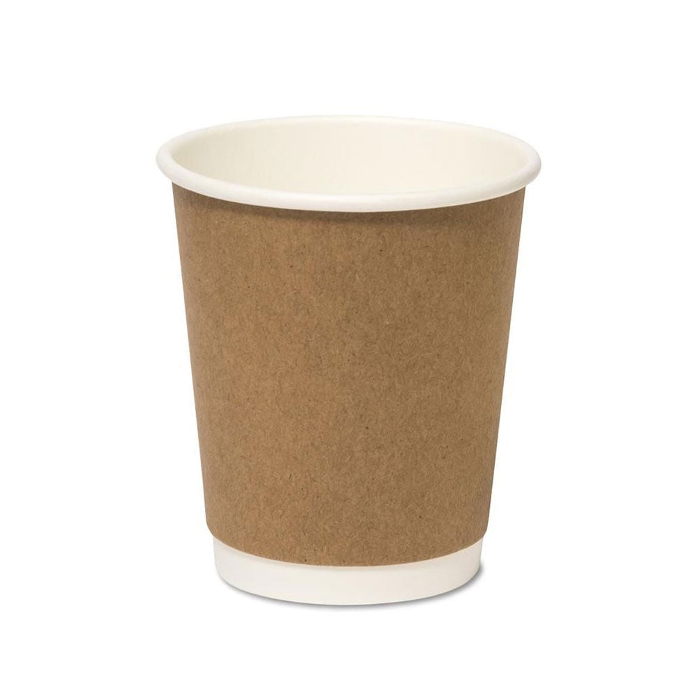 8oz Kraft Paper Double Wall Cups - 500 Pcs
