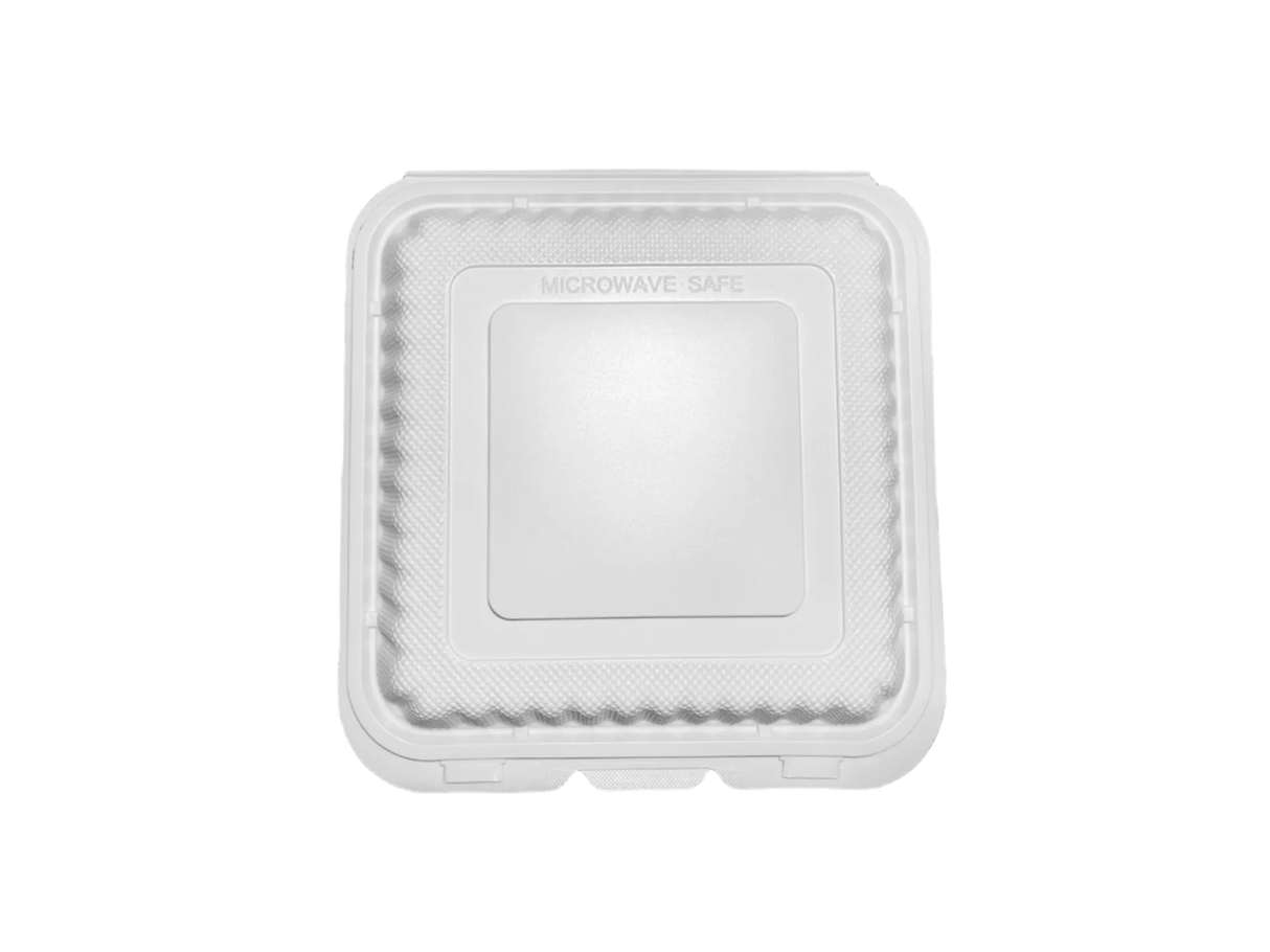 EP-83 | Square PP Hinged 3-Comp Container 8x8x2.7" - 150 Pcs