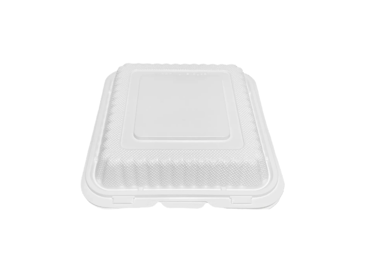 EP-83 | Square PP Hinged 3-Comp Container 8x8x2.7" - 150 Pcs