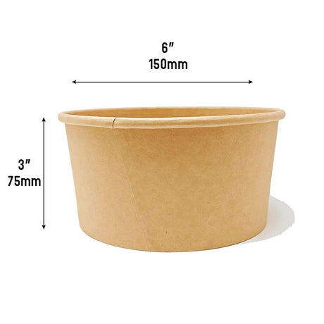 32oz | 1000ml Kraft Round Paper Bowl (Base Only) - 300 Pcs