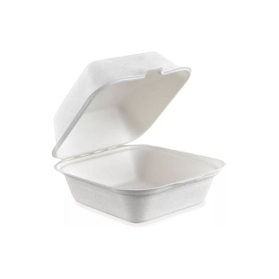 Bio Hinge Lid Sugarcane Box 5x5x3" - 400/cs