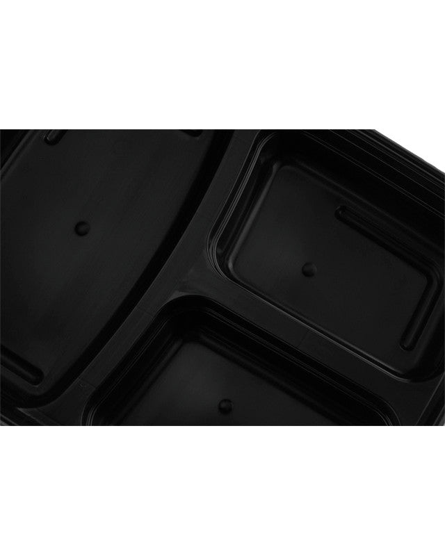 39oz Black Rectangular Take Out Containers With Lid 3 Comp Close Up