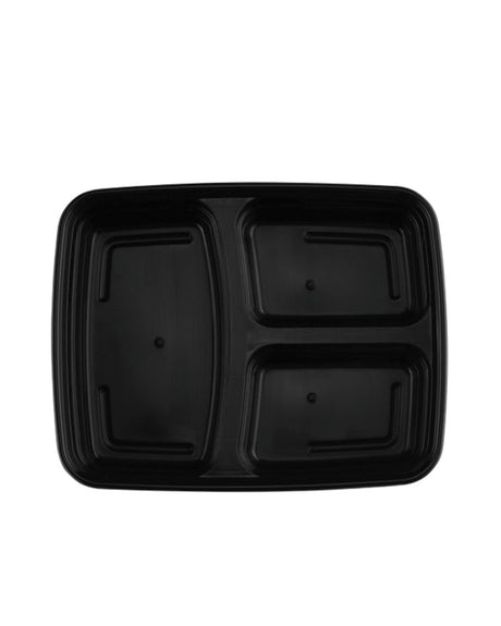 39oz Black Rectangular Take Out Containers With Lid 3 Comp Top 3
