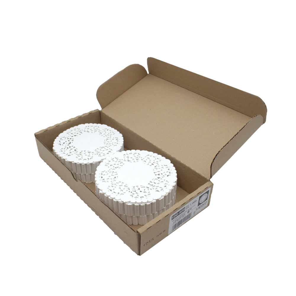 6 Lancaster Round Lace Paper Doilies Case