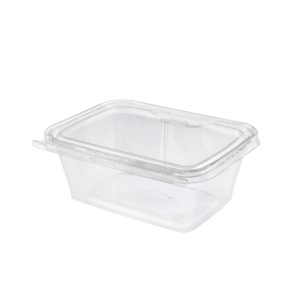 Tamper Tek 32 oz Rectangle Clear Plastic Container - with Hinged