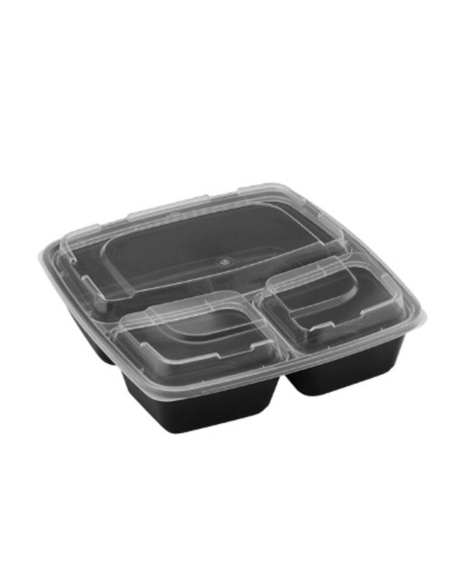 3 Comp Plastic Containers with Lids