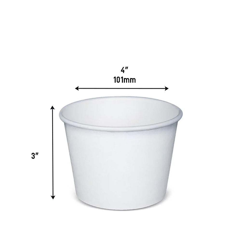 PB390W | 12oz White Paper Soup Cup (Base Only) - 1000 Pcs