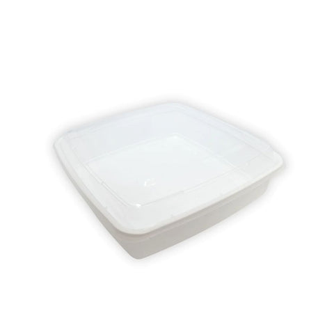 48oz White Square PP Container W/ Lid - 150 Sets