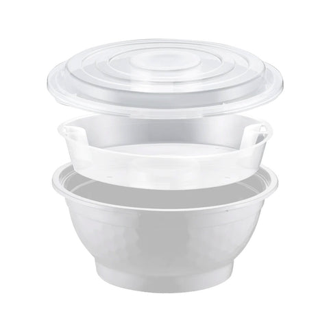NB-502W | 50oz White PP Bowl with Insert and Lid  - 90 Sets