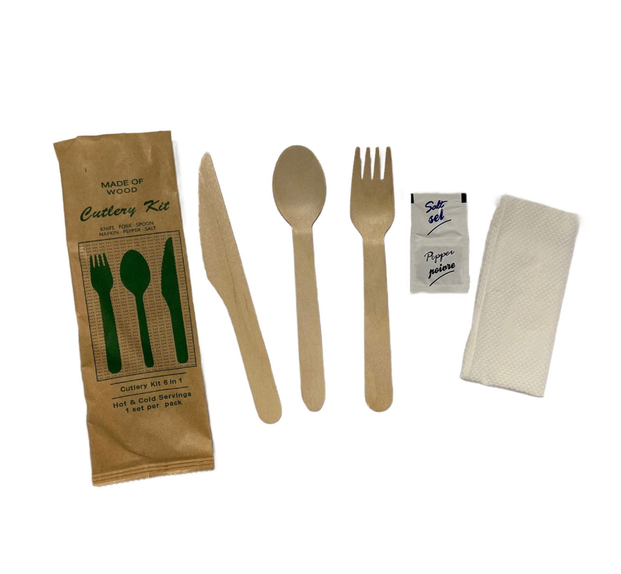 Wooden Cutlery 6 In 1 Set - 250 Sets