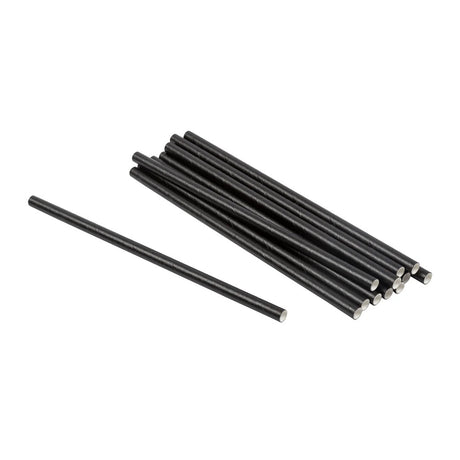 6x150mm Unwrapped Black Cocktail Straw - 2000 Pcs