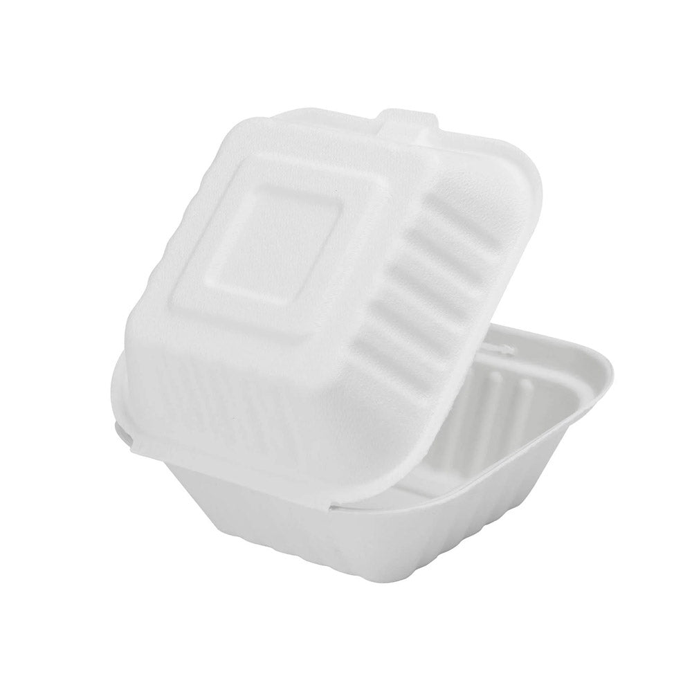 9 in. Natural Sugarcane Clamshell Containers (300 Pack) 2019000018