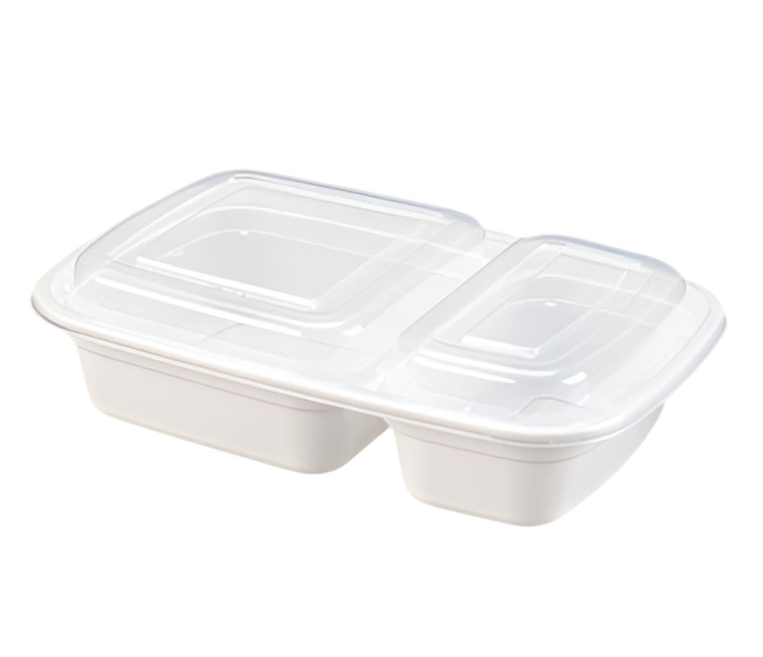 32oz Microwaveable PP Container W/ Clear Lid 2-Comp - 150 Sets