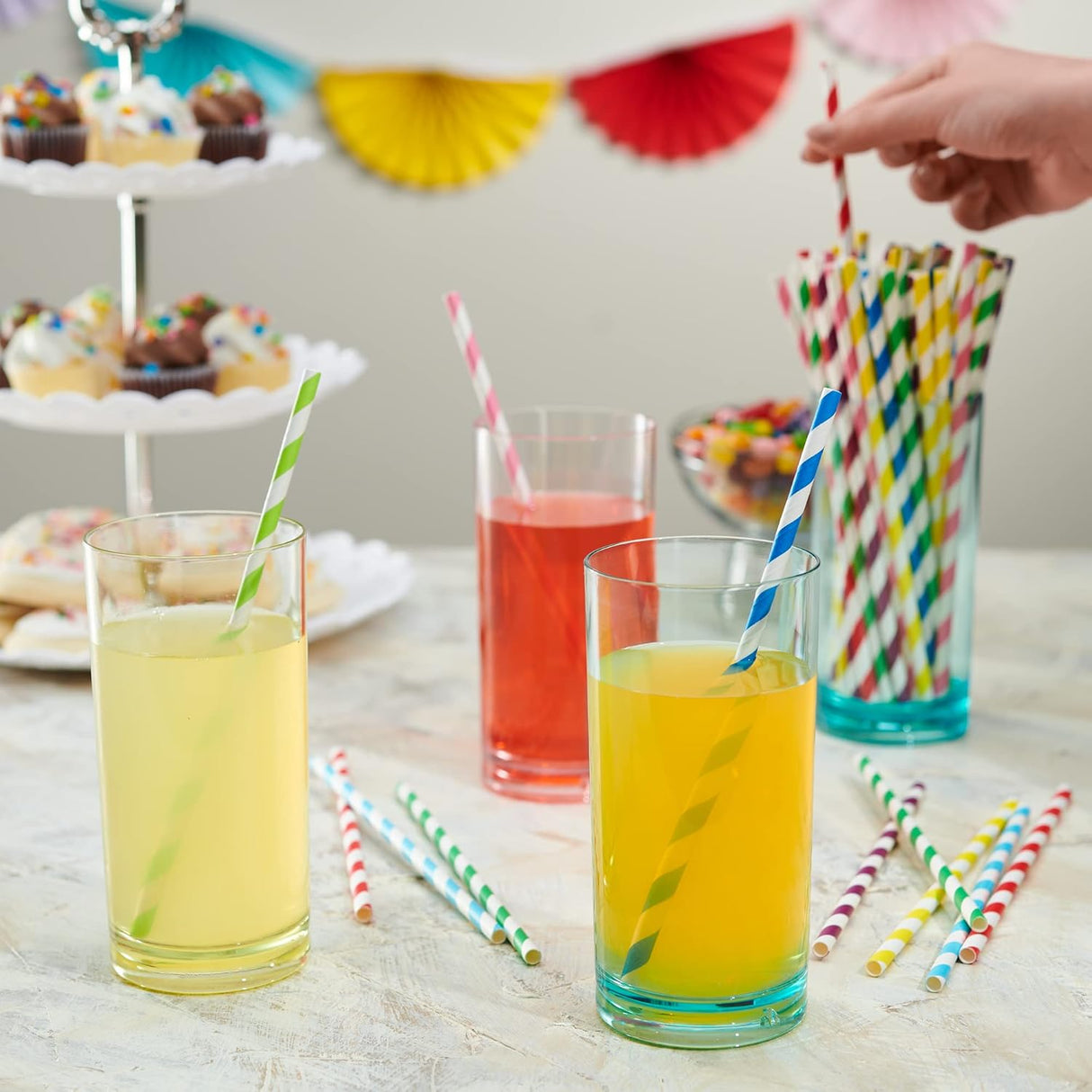 6x200mm Mixed Colour Unwrapped Paper Straws - 5000 Pcs