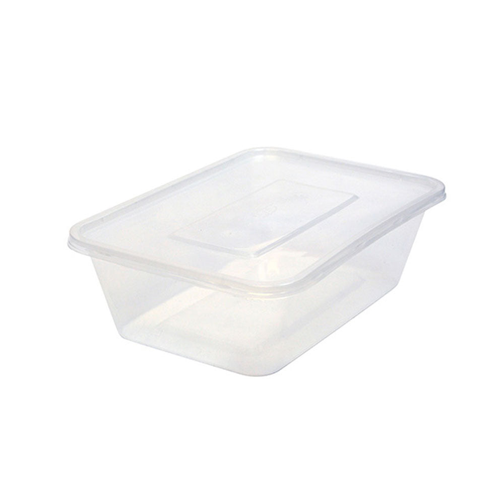 750ml Clear PP Rectangular Container W/ Lid - 250 Sets