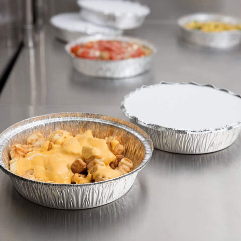 7 Round Aluminum Foil Container with Lid Food