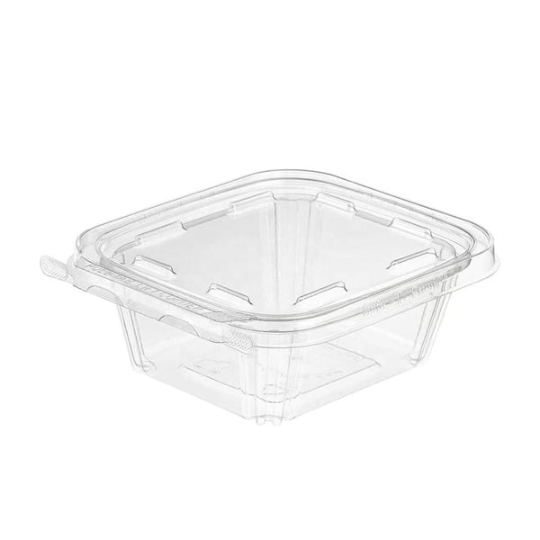 Choice 6 x 6 x 3 Microwaveable 1-Compartment Black / Clear Plastic  Hinged Container - 200/Case