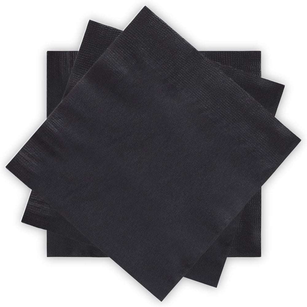 9x9" 2-Ply Black Cocktail Napkin - 4000 Pcs