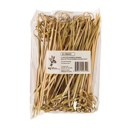 6" Knotted Bamboo Skewers - 1000 Pcs