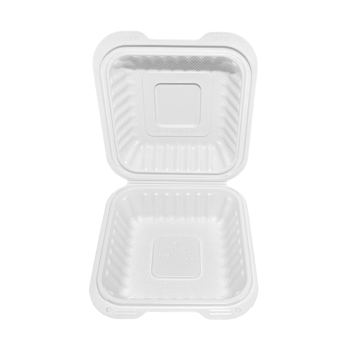 EP-61 | Square Clamshell PP Hinged Container 6x6x3" - 250 Pcs