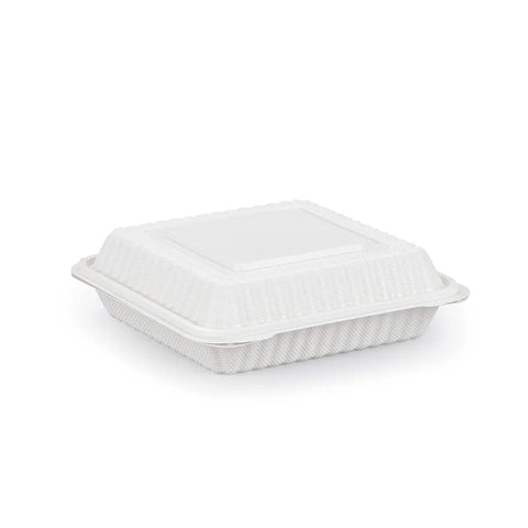 EP91 | Square PP Hinged Container 9x9x2.7" - 150 Pcs