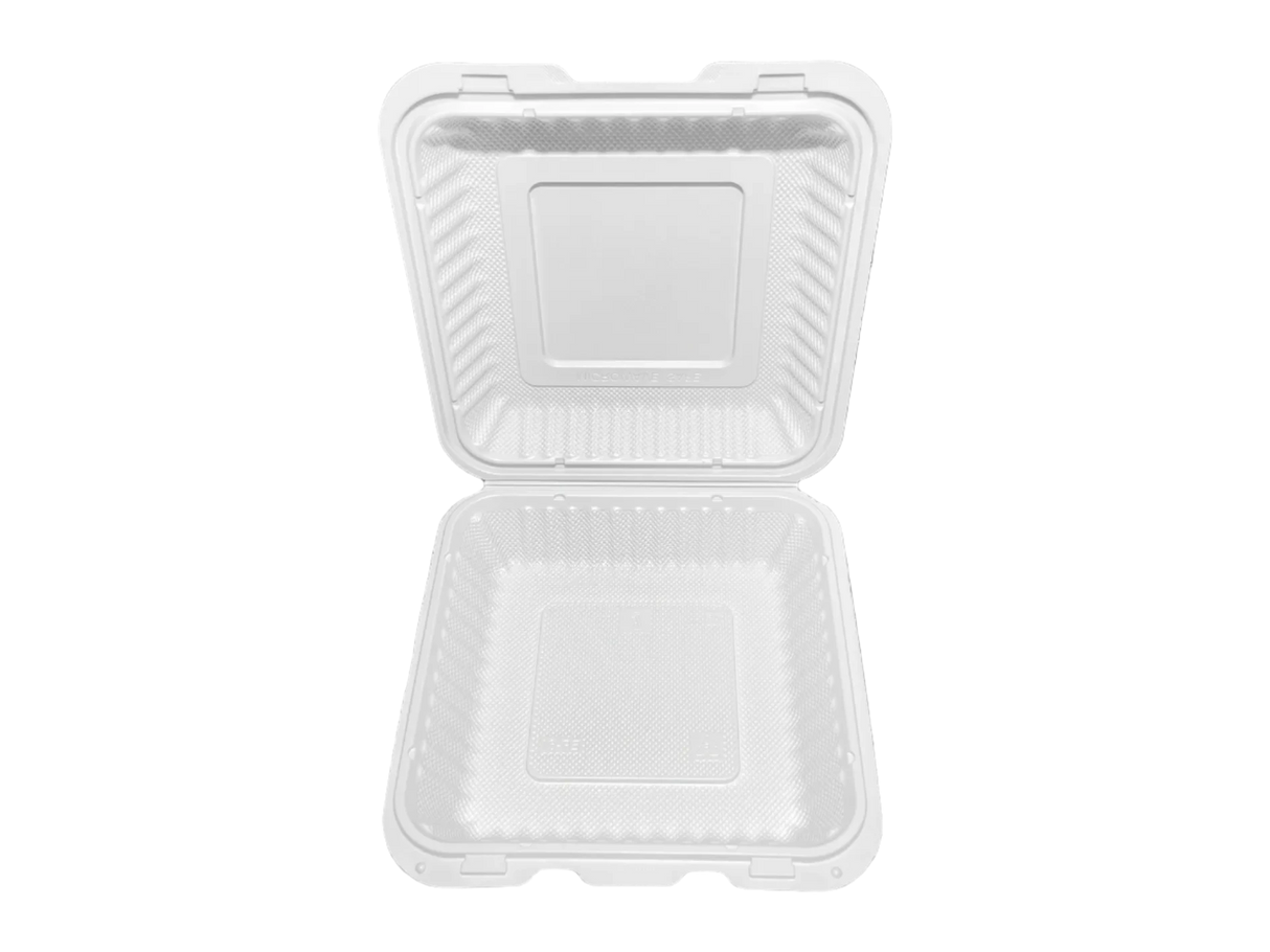 EP-81 | Square PP Hinged Container 8x8x2.7" - 150 Pcs