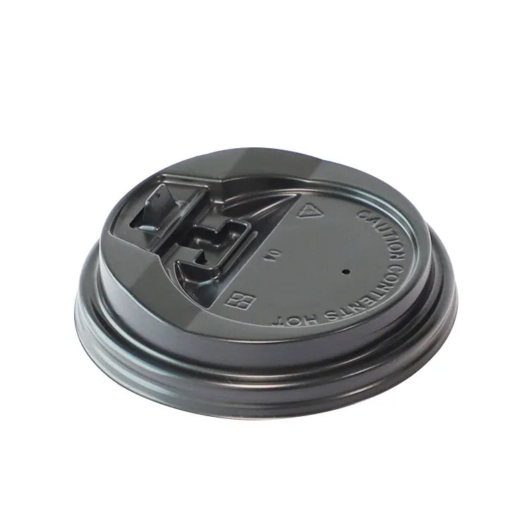 80mm Black PP Coffee Cup Lid with Cap - 1000 Pcs