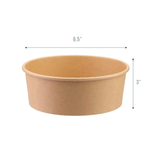 50oz | 1500ml Kraft Round Paper Bowl (Base Only) - 300 Pcs