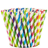 6x200mm Mixed Colour Unwrapped Paper Straws - 5000 Pcs