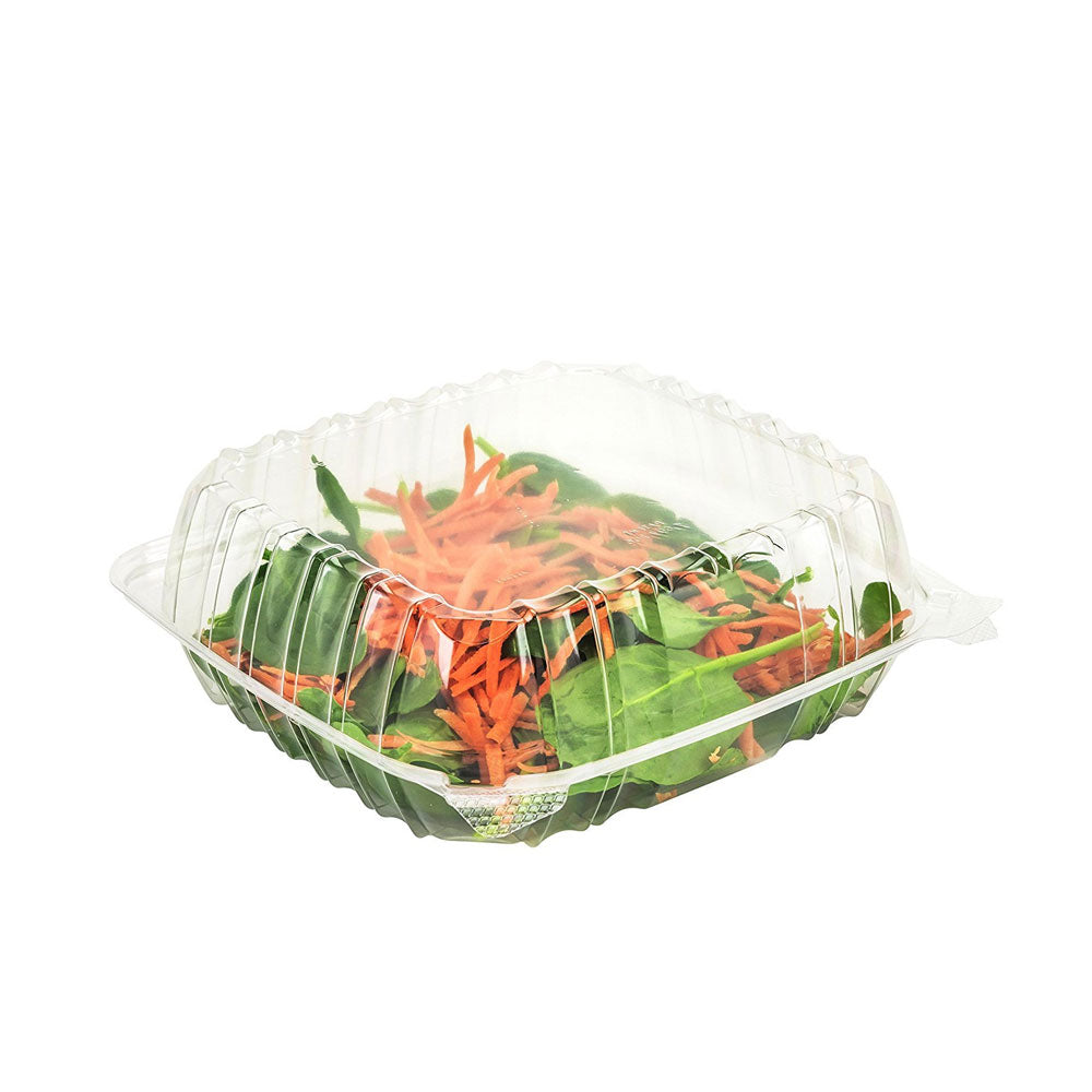 Anti-fog Clear Hinged PET Container 8x8x3" - 200 Pcs