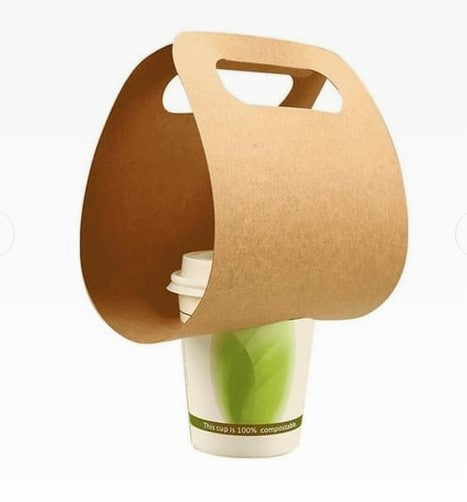 Kraft Paper 2 Cup Drink Carrier – Patek Packaging