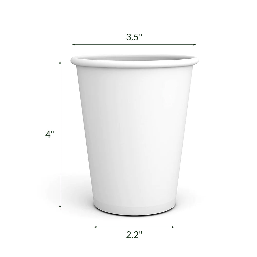 Product Dimension 10oz White Hot Paper Cup 100