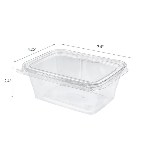 32oz PET Clear Safe-T-Fresh Hinged Rectangle Container - 200 Sets