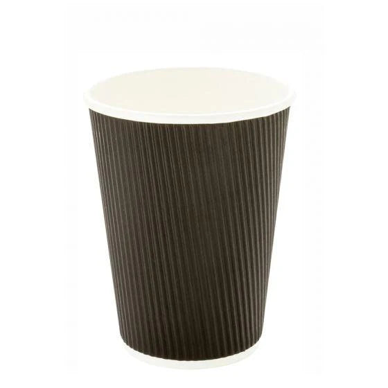 12oz Black Ripple Wall Cups - 500 Pcs