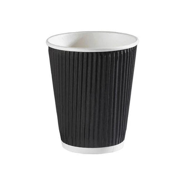 8oz Black Ripple Wall Cups - 500 Pcs