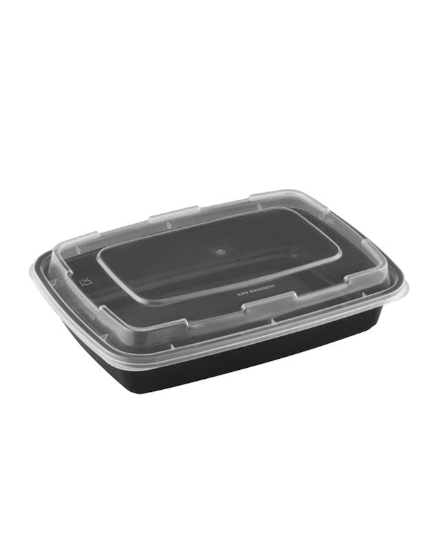 PACTOGO 12 oz. Rectangular Microwaveable Black Plastic Disposable Food  Storage Containers with Lids - BPA Free (Pack of 10 Sets)