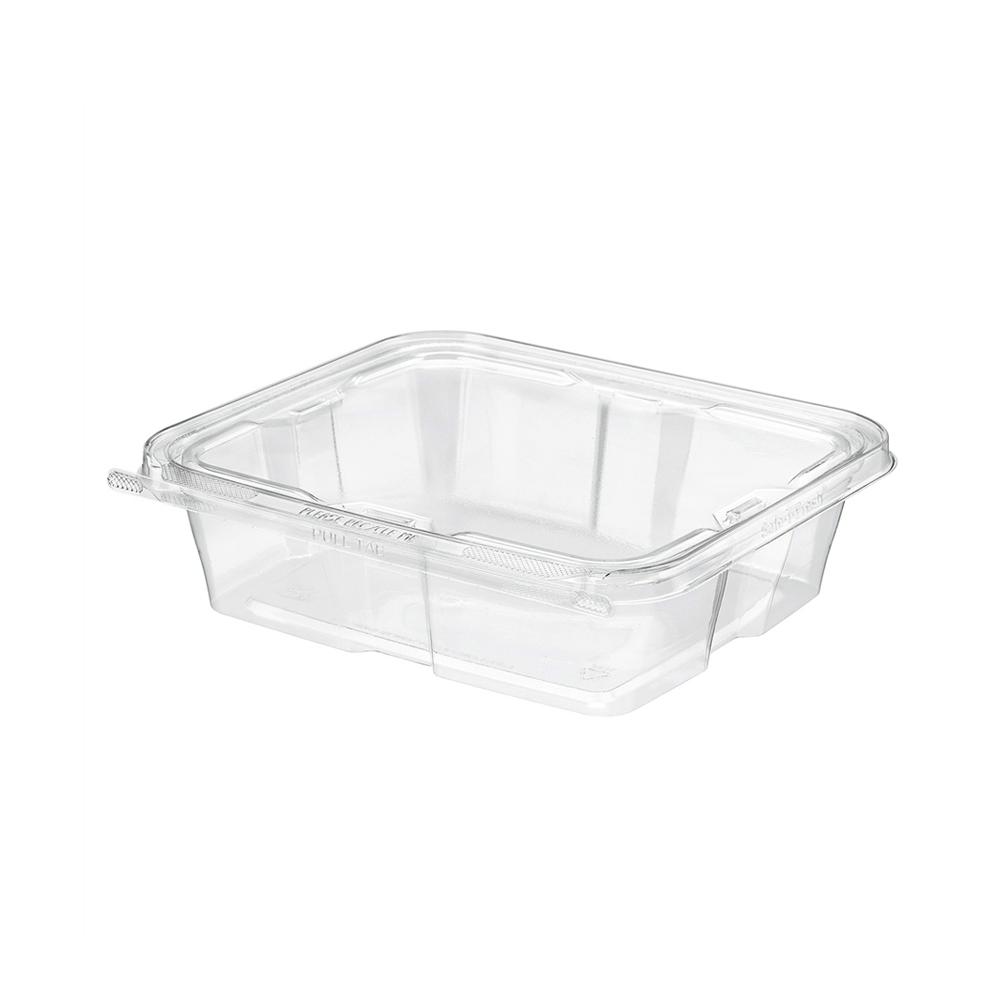48oz PET Clear Tamper Proof Hinged Container - 150 Sets