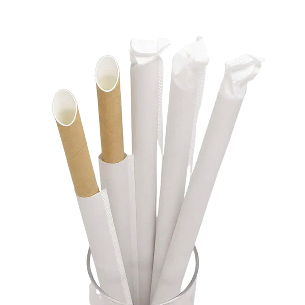 12x210mm Jumbo Kraft Paper Straw Individually Wrapped - 2000 Pcs