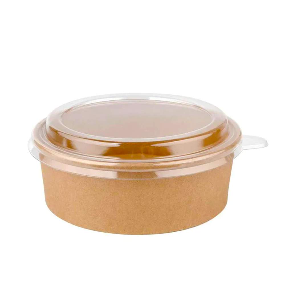 44 oz Round Kraft Paper Bowl With Plastic Lid [300 Pack]