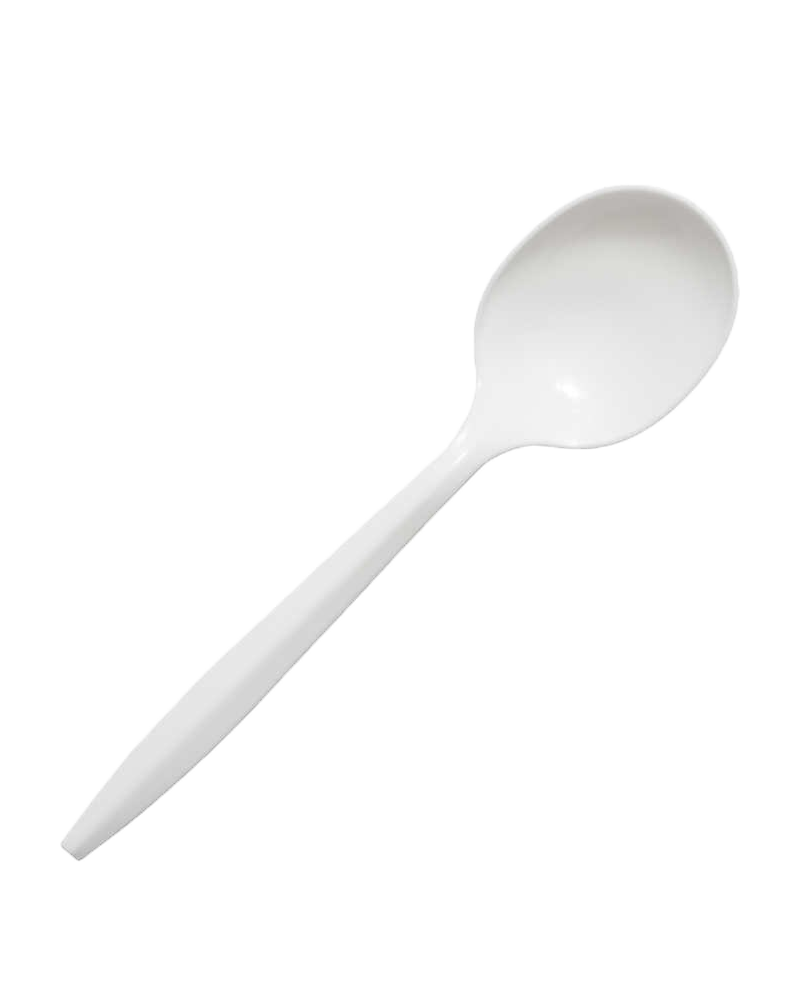 White Plastic Soup Spoon Individually Wrapped - 500 Pcs