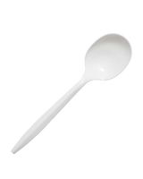 White Plastic Soup Spoon Individually Wrapped - 500 Pcs