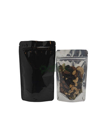 Glossy Stand-Up Foil Pouches - Black/Clear